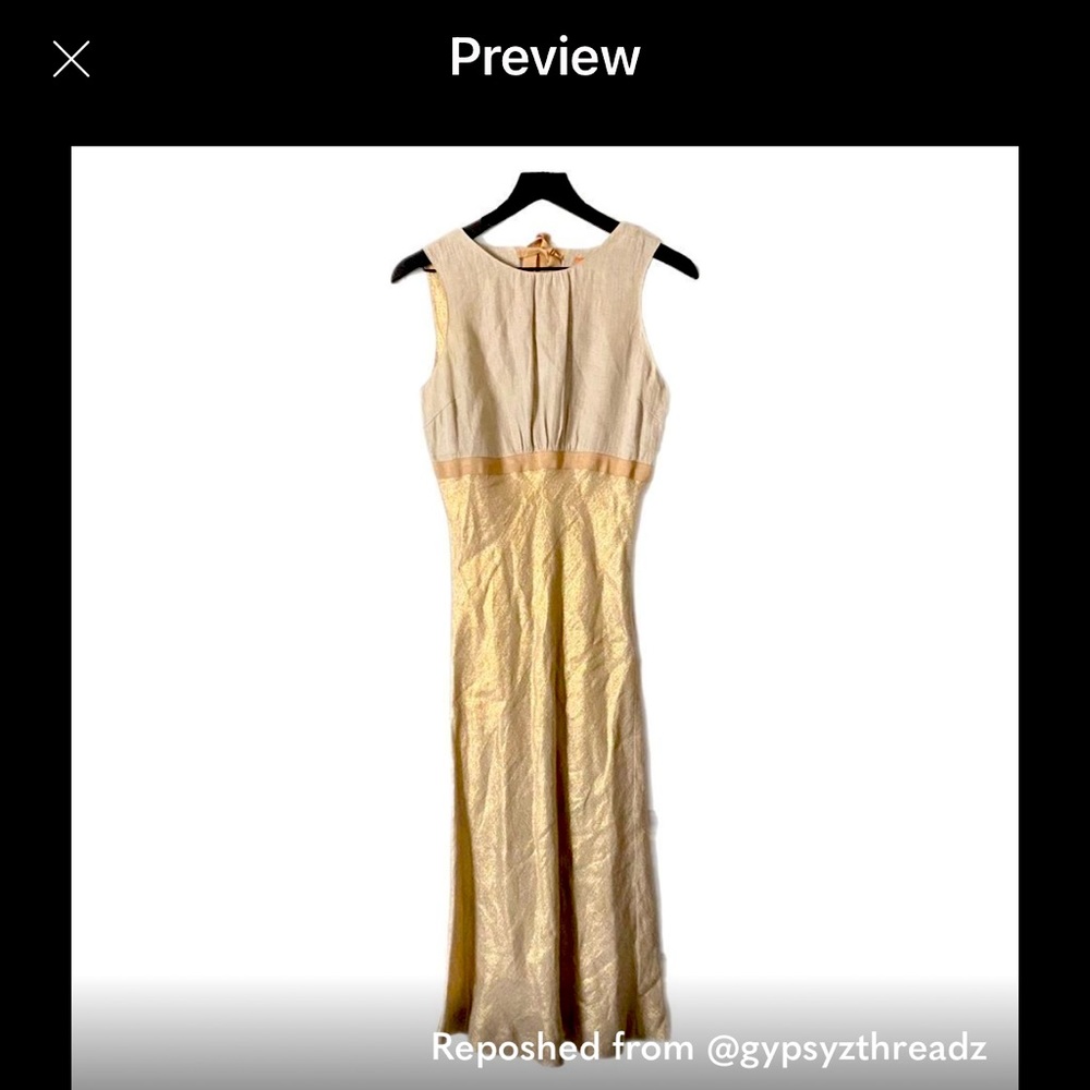 Tory Burch Gold Linen Midi Dress
